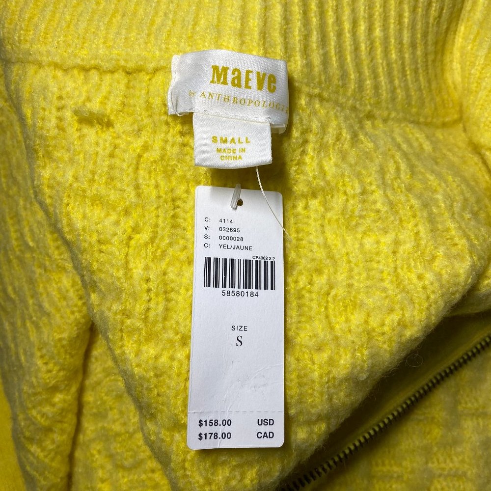 Anthropologie Maeve Buttercup Yellow Textured Knit Sweater Cardigan Size Small - Picture 6 of 6